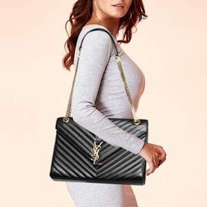 LIKE NEW🔥YSL Grain De Poudre Matelasse Chevron Large Monogram Bag🔥